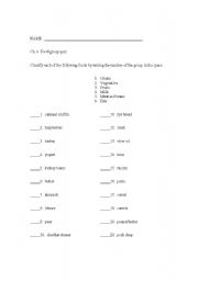 Food Groups Worksheets