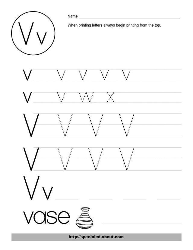 Free Letter V Worksheets