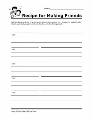 Friends Social Skills Worksheets