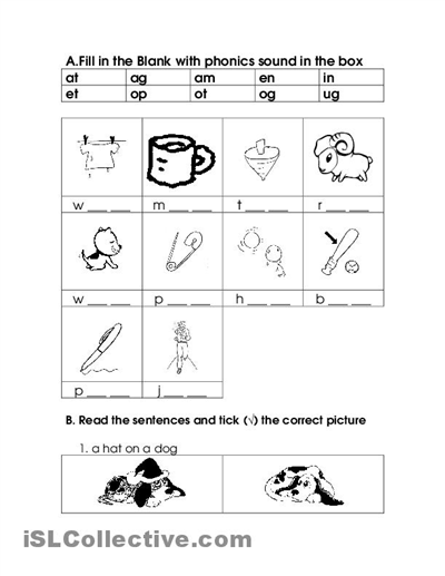 Kindergarten Reading Phonics Worksheets