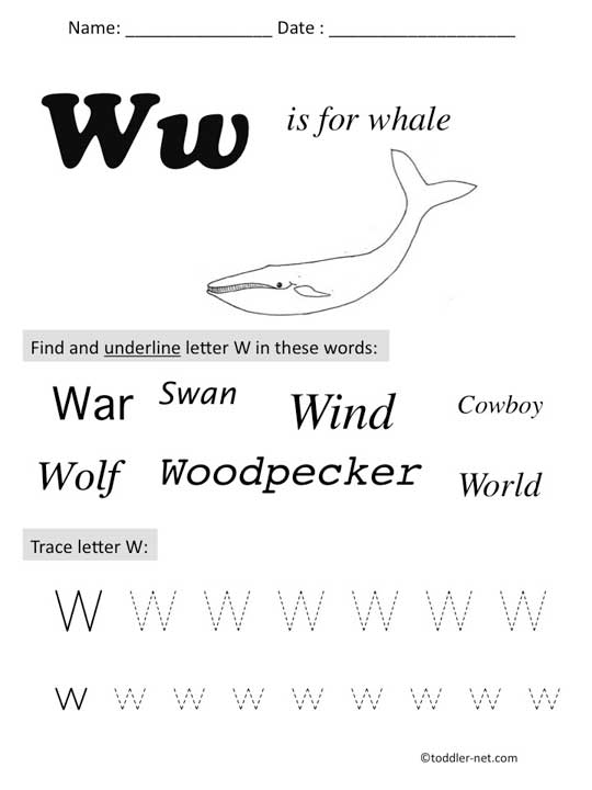 Letter W Worksheets Preschool