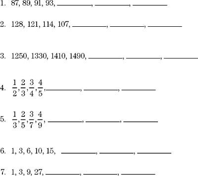 Number Sequences and Patterns