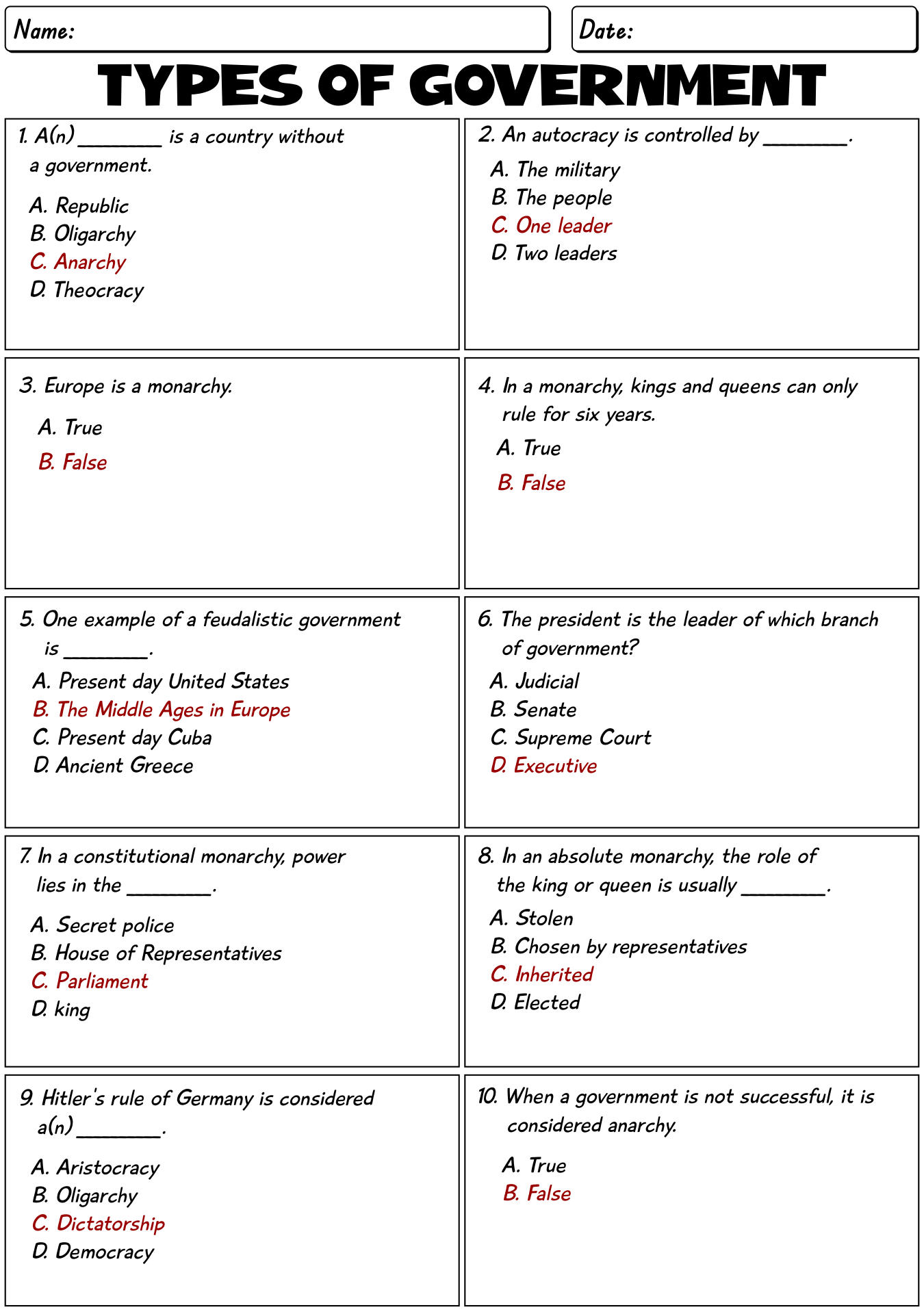 Our Political Beginnings Worksheet Section 1 Quiz Answers