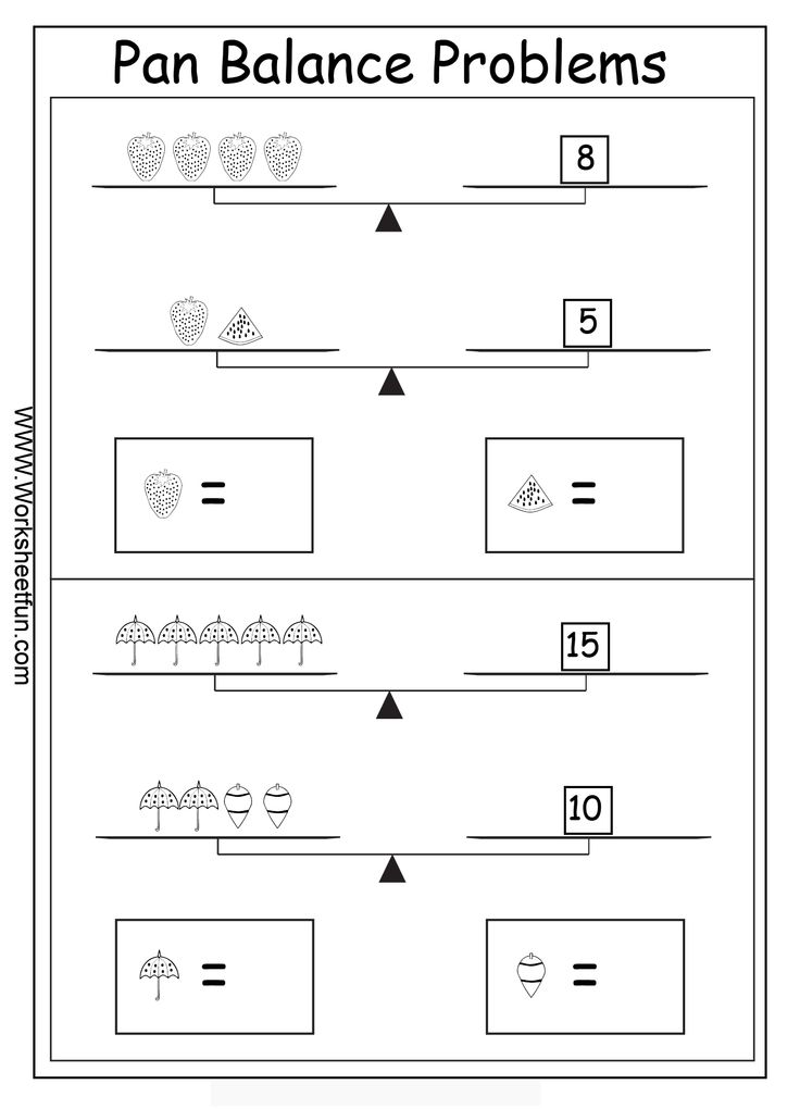 Pan Balance Problems 5th Grade Worksheets