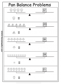 Pan Balance Problems Worksheets