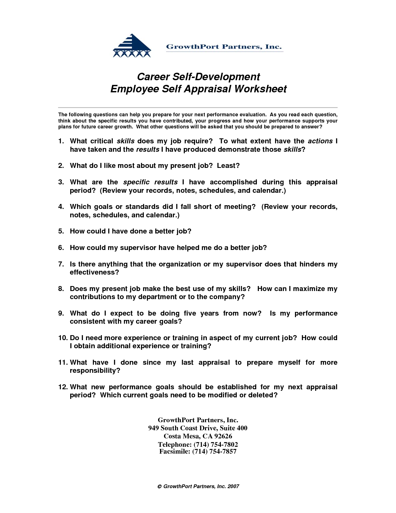 Sample Employee Development Plan Worksheet