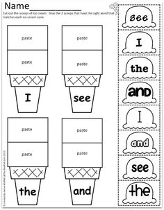 Sight Word Cut and Paste