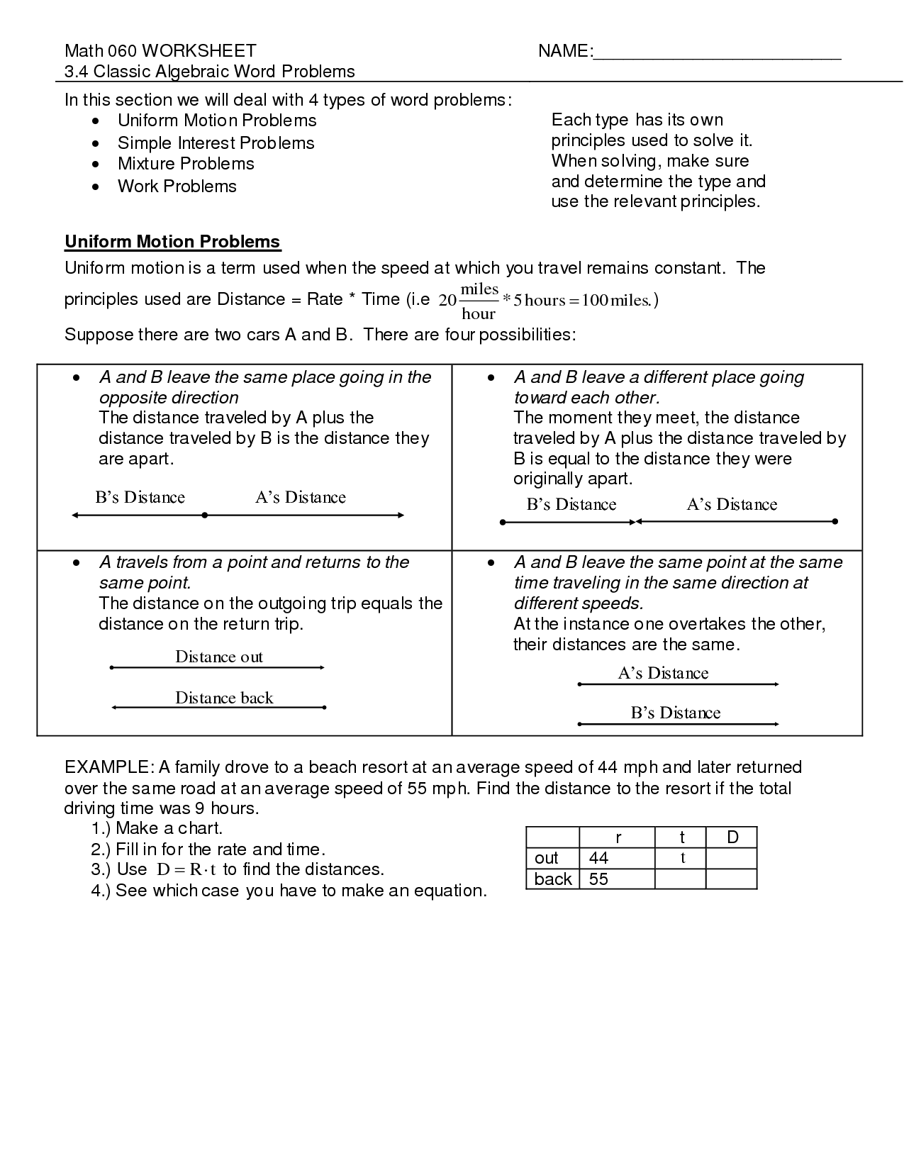 Simple-Interest Problem Worksheets