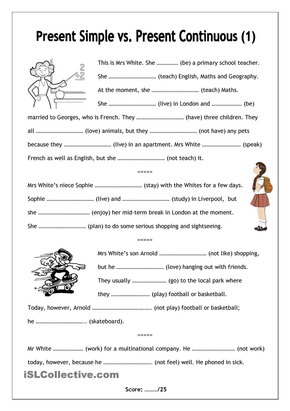 Simple Present Progressive Worksheet