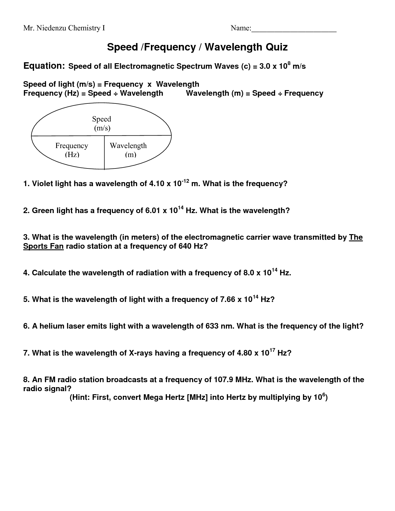 18 Wavelength Problems And Answers Worksheet Worksheeto