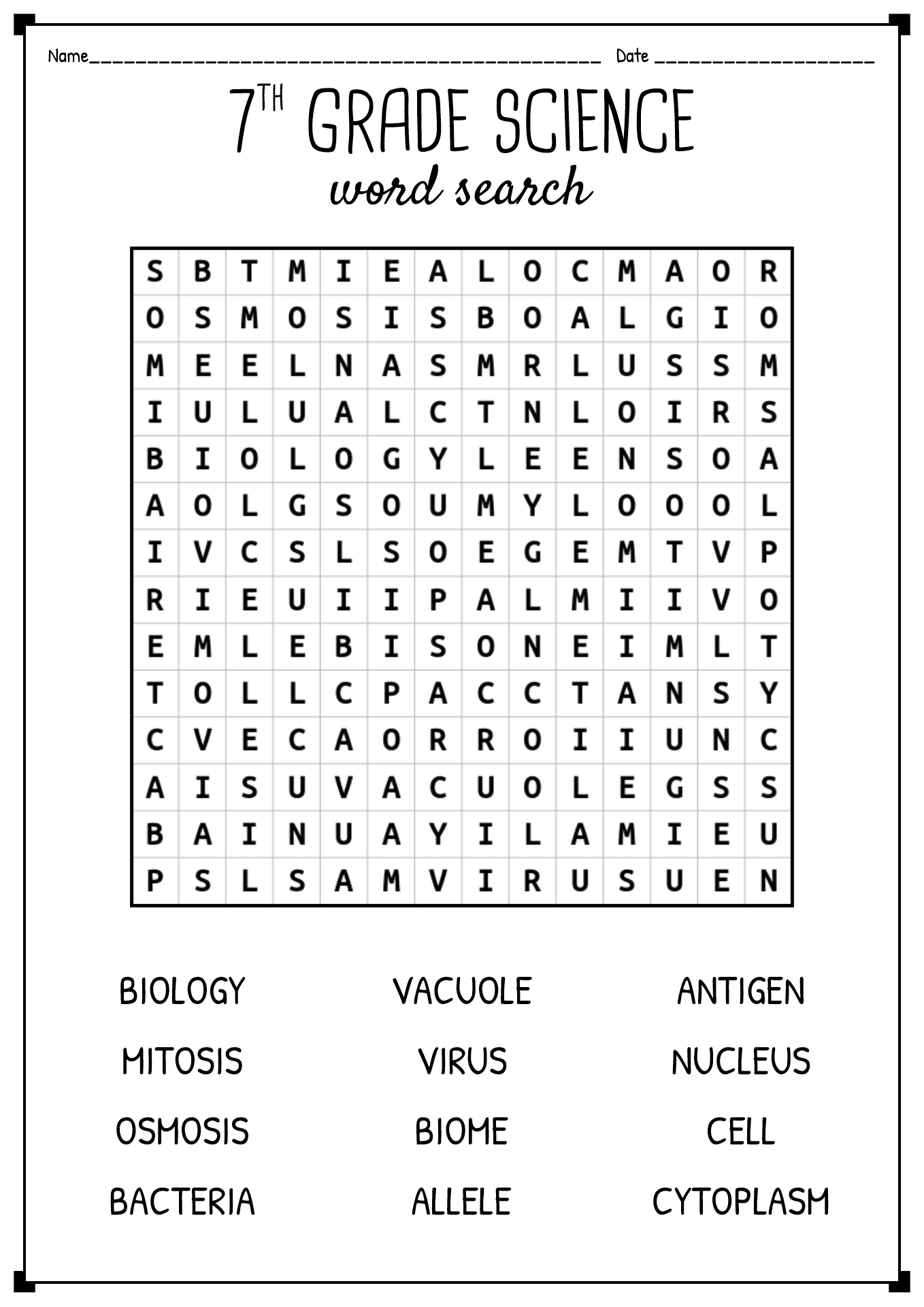 15 Element Word Search Worksheet Worksheeto