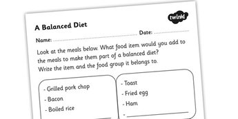 Balanced Diet Worksheet