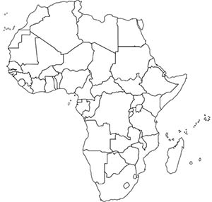 Blank Africa Map with Countries