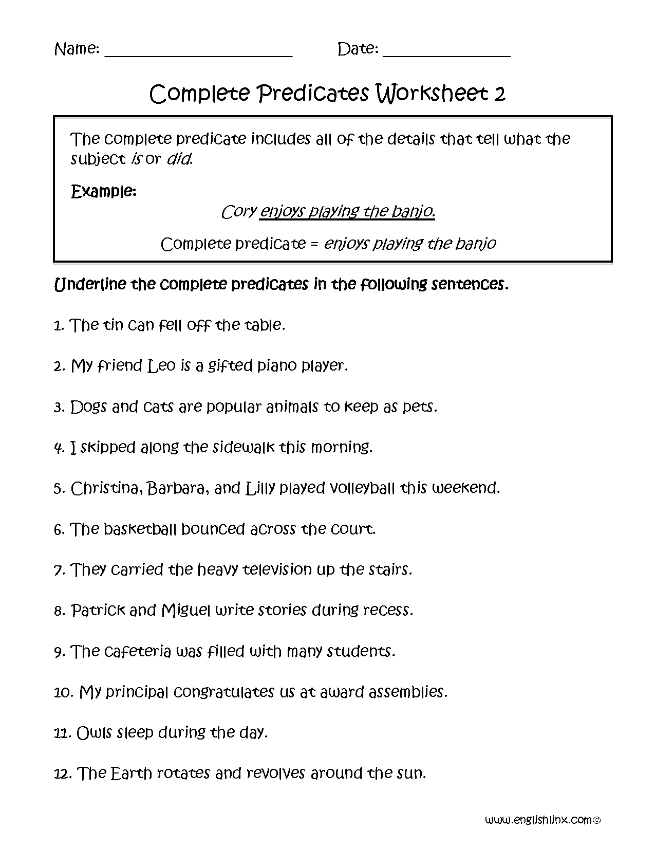 17 Subjects And Predicates Worksheets 6th Grade Worksheeto