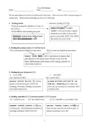 How to Use a Dictionary Worksheet