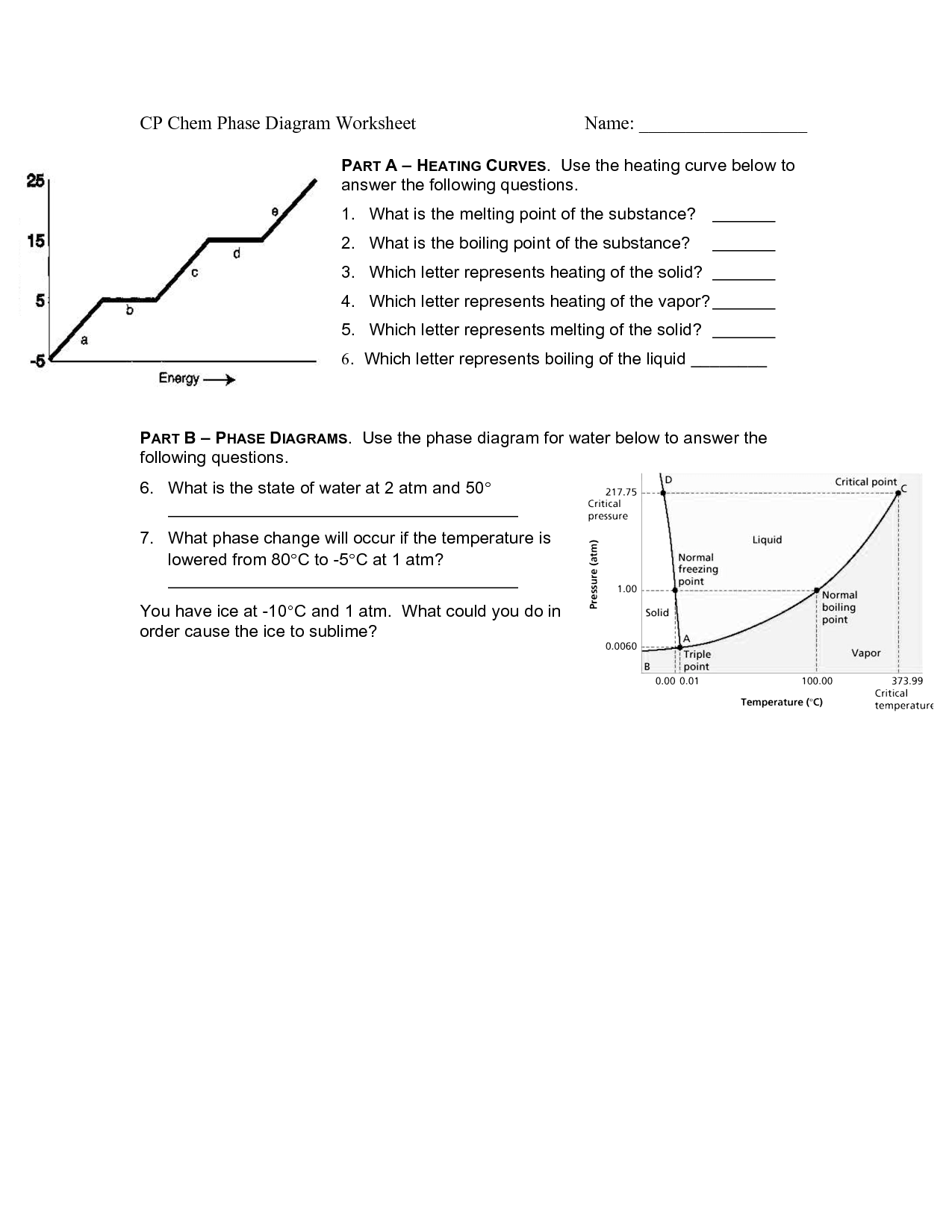 9 Phase Diagram Worksheet Answer Key Worksheeto