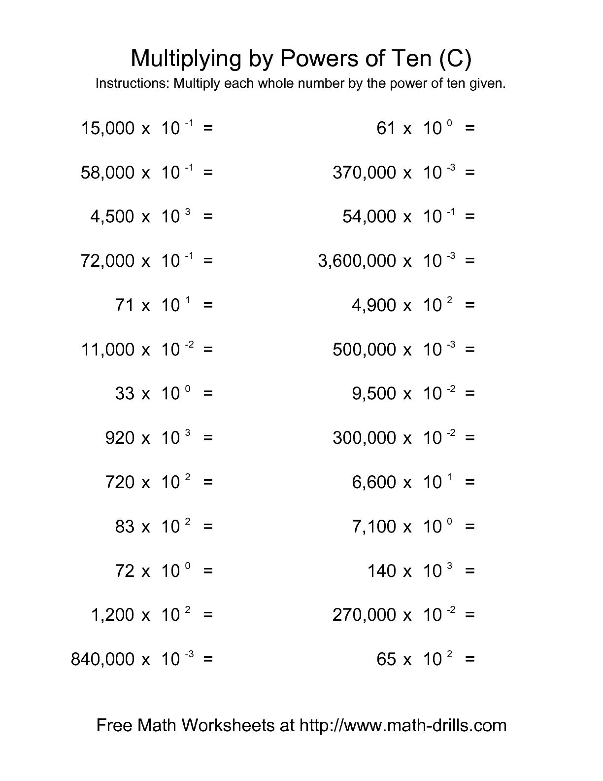 15 Powers Of 10 Worksheets Worksheeto