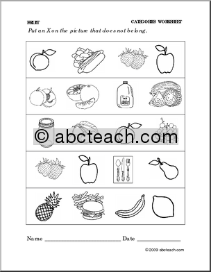 Preschool Food Group Worksheets