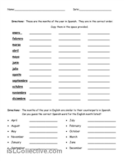 Printable Months in Spanish Worksheet