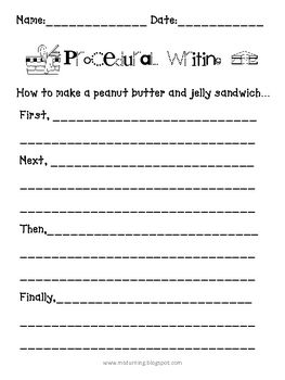 Procedural Writing Worksheets