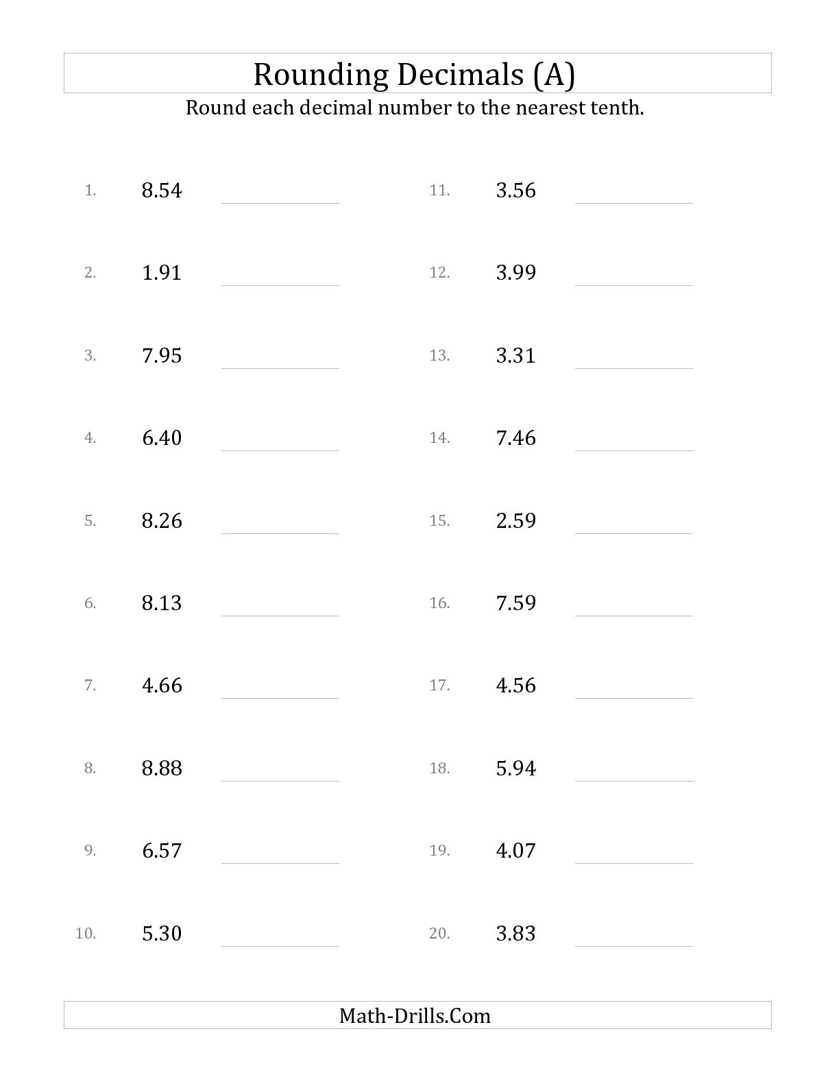 9 Best Images of Worksheets Rounding Decimals To Hundredths - Common ...