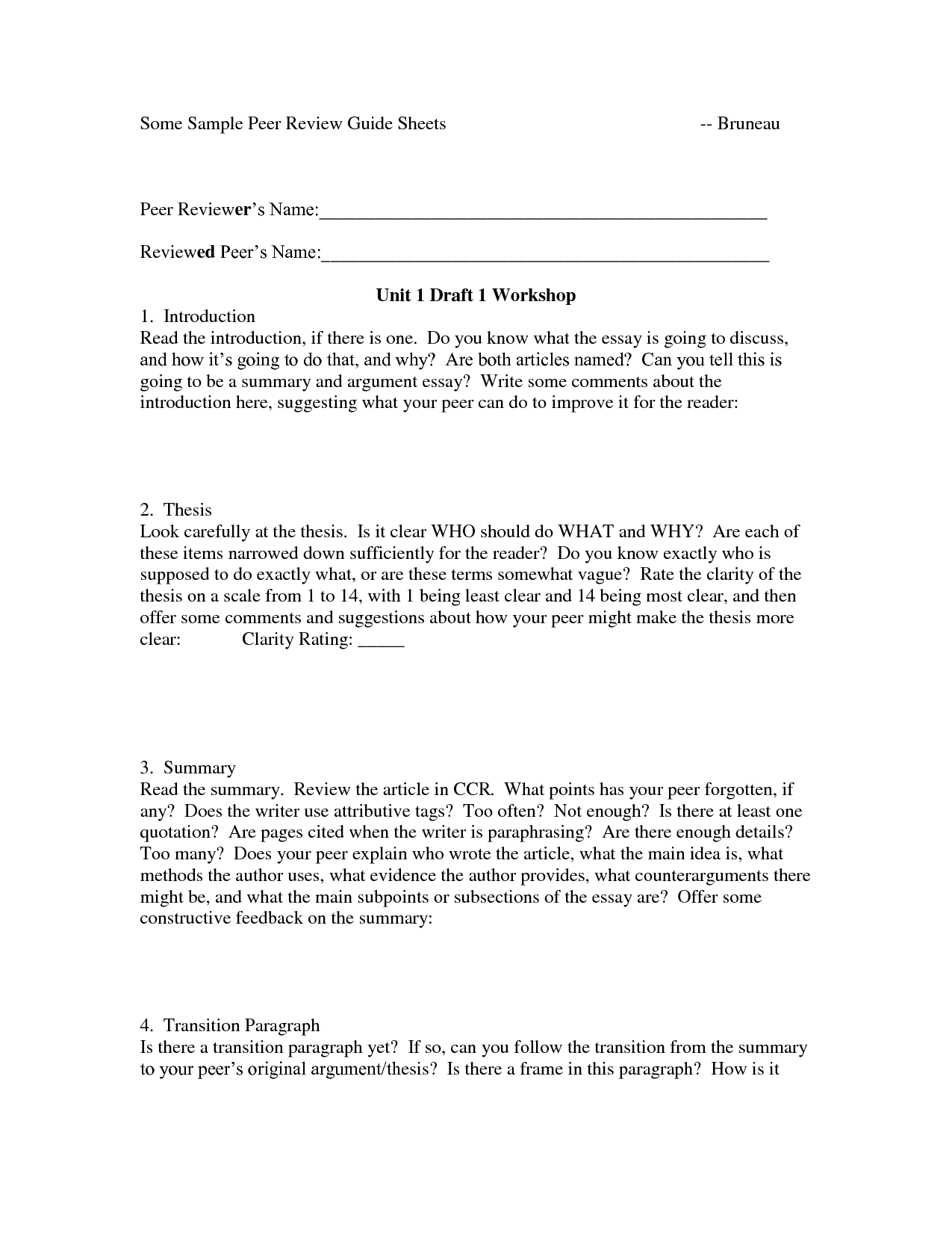 13 Writing Peer Review Worksheet Worksheeto