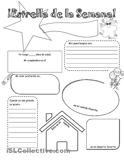 Star Student Printable Worksheet Spanish