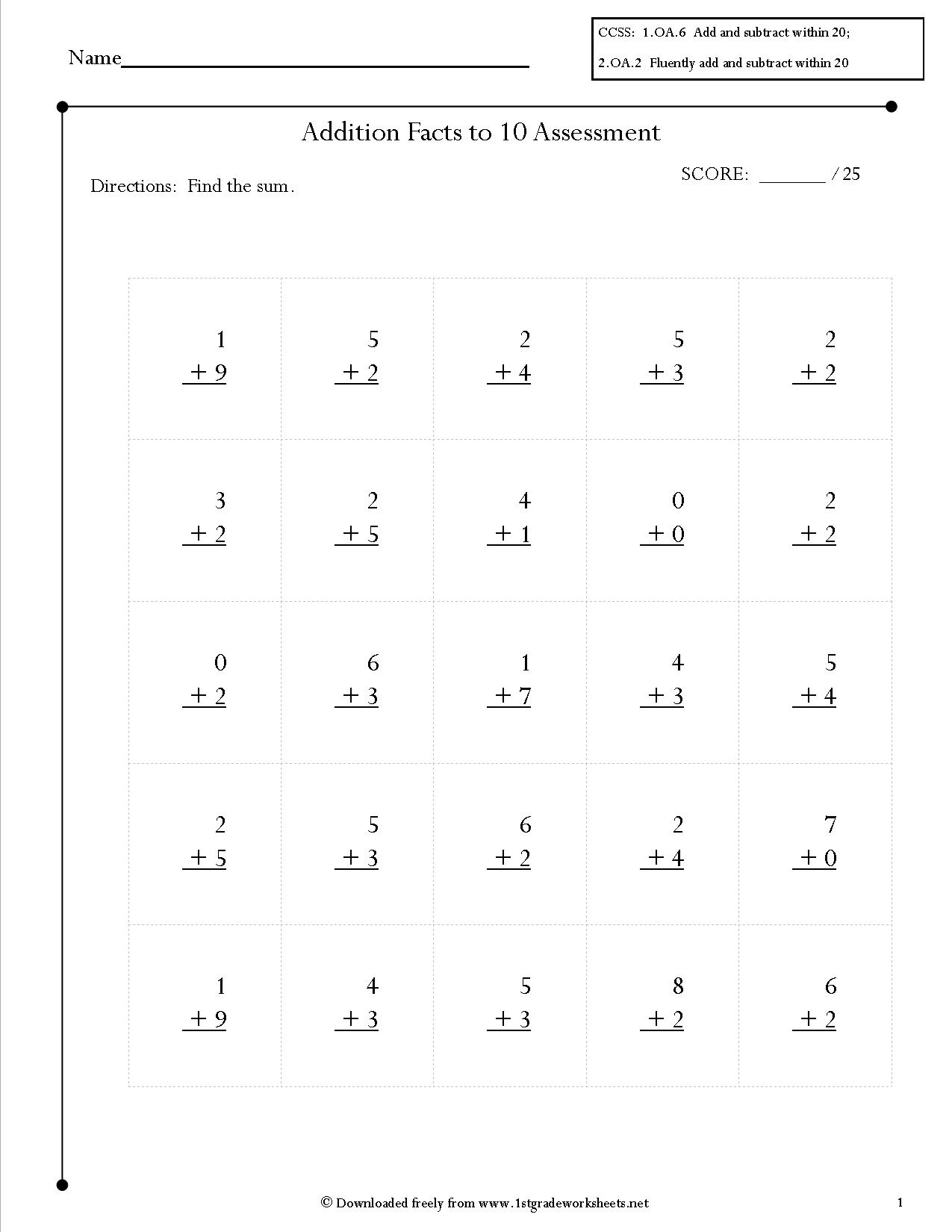 11 Worksheets Addition To 10 Worksheeto