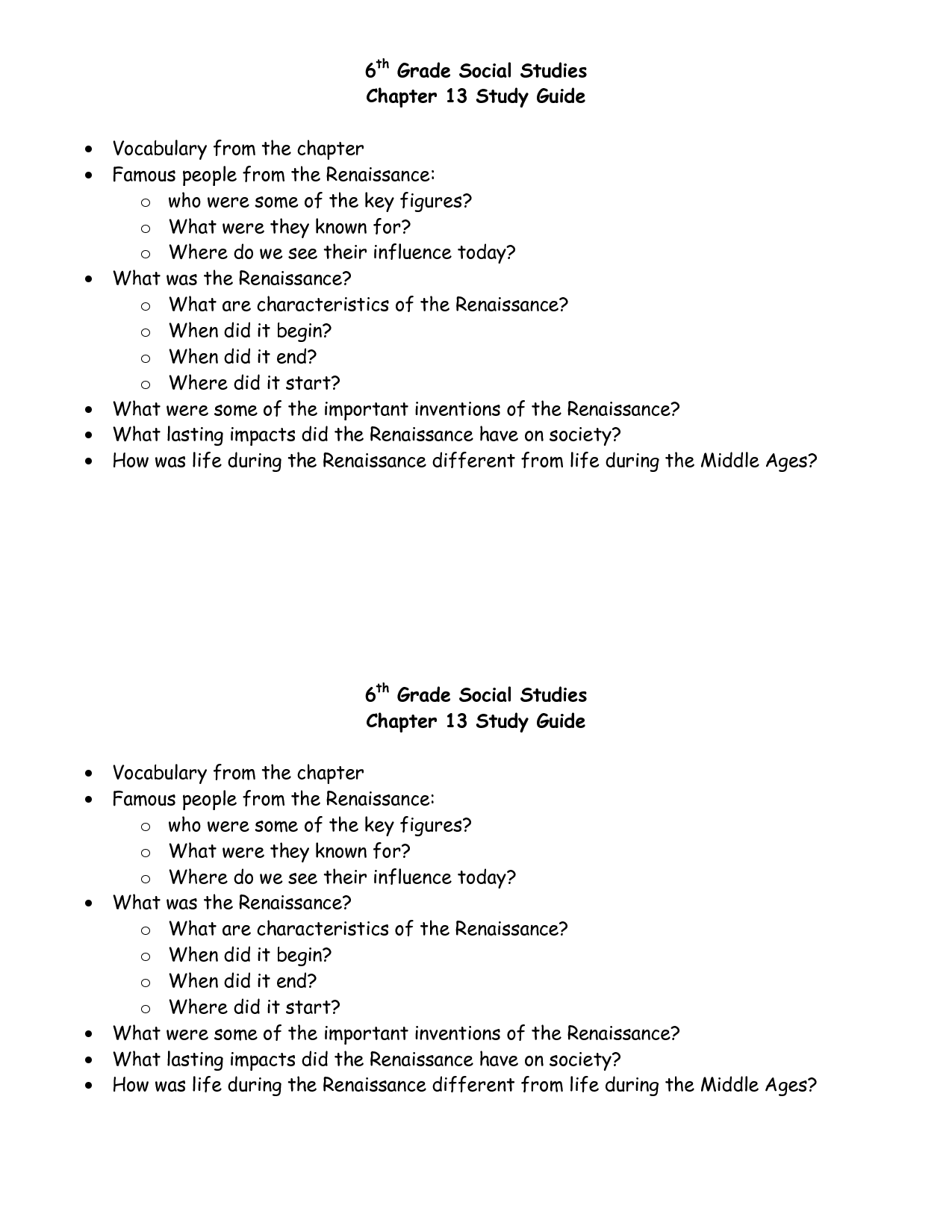 6th Grade Social Studies Worksheets