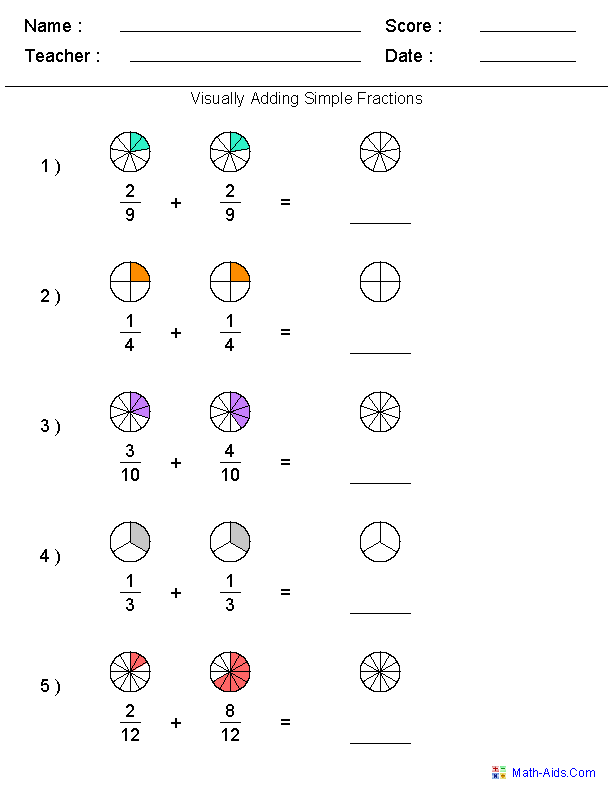 Adding Fractions Worksheets Grade 4