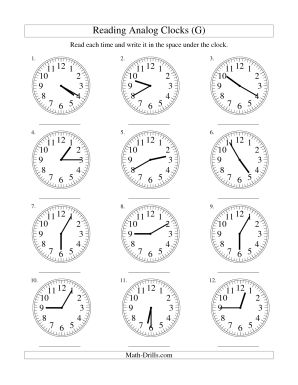 Analog Clock Worksheets 5 Minute