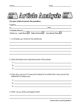 Current Events Worksheet Template Free