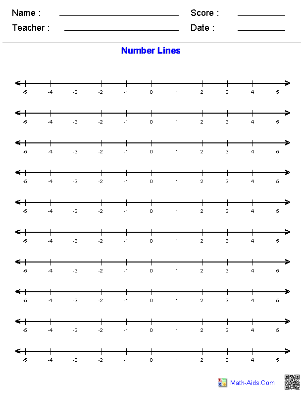 Printable Number Line Worksheet