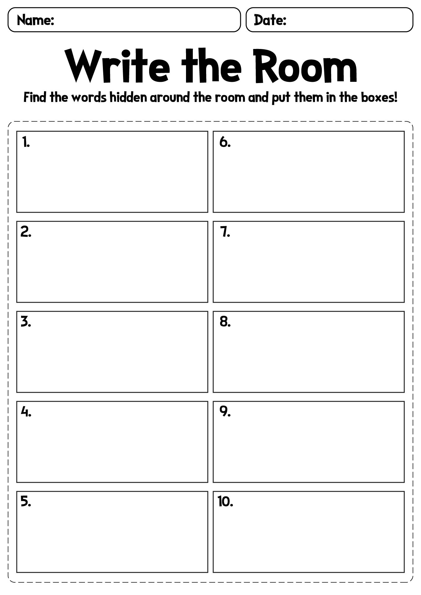 Read & Write the Room Printables