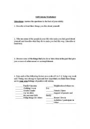 Self-Esteem Activity Worksheets