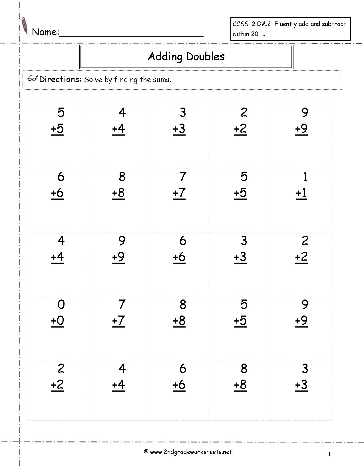 Single Digit Addition Worksheets