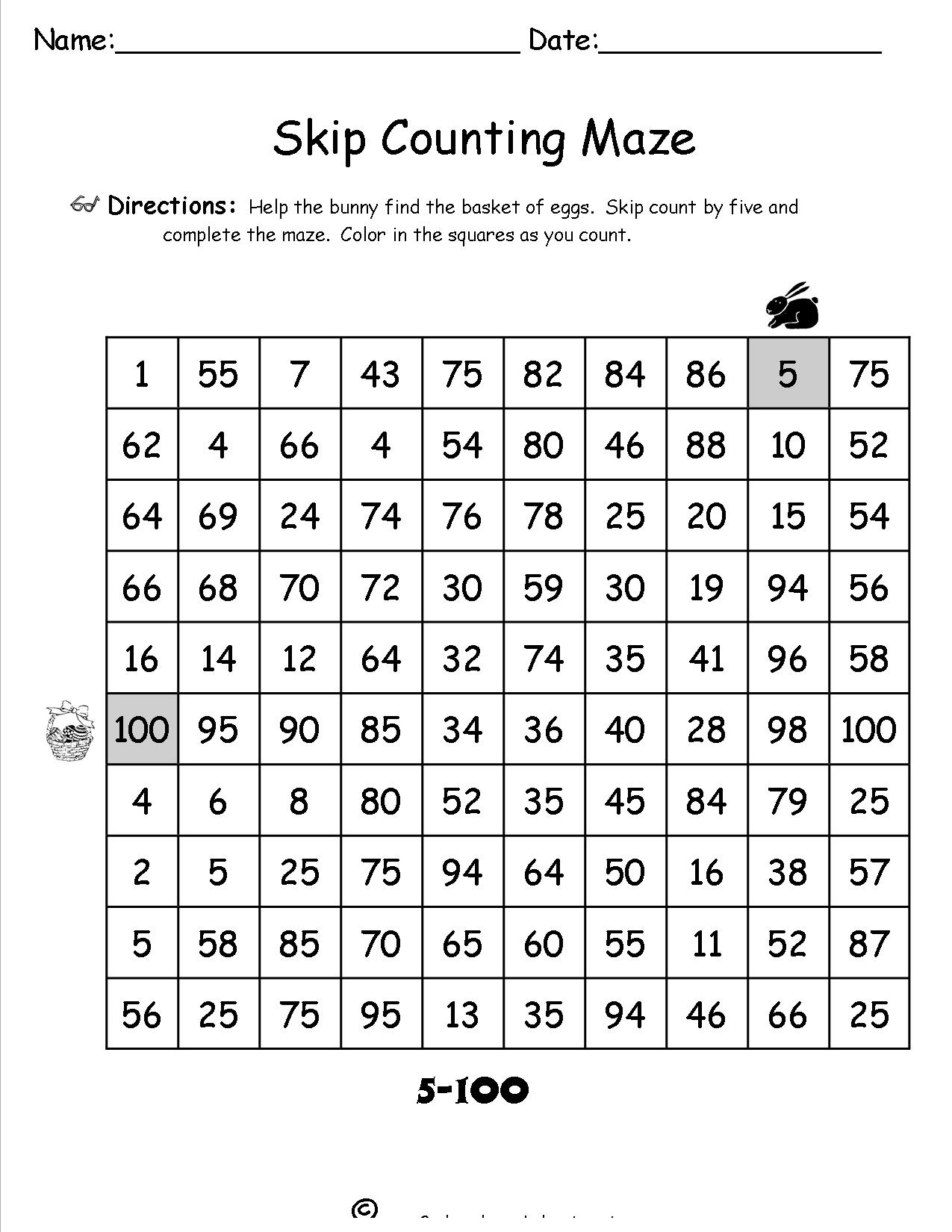 Skip Counting Worksheets