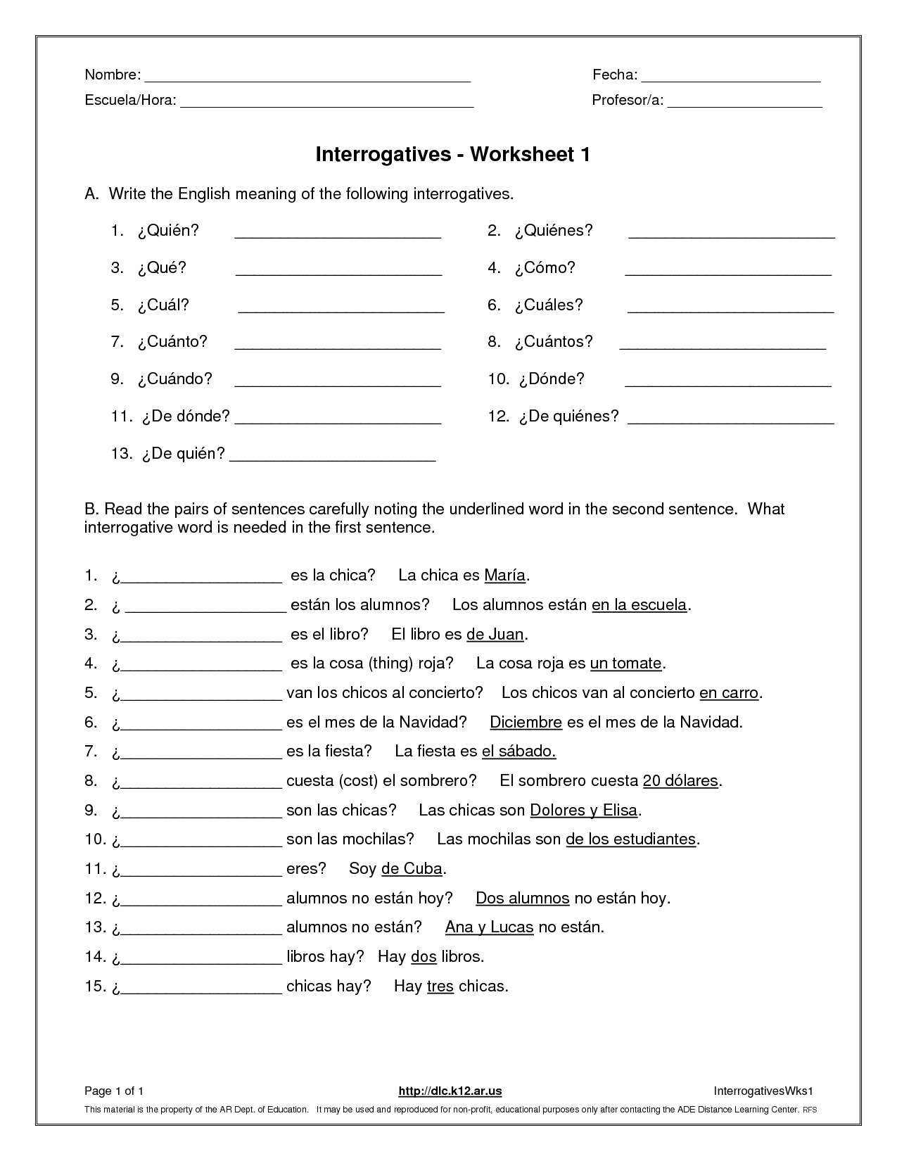 13 Best Images Of Question Words Worksheets First Grade Worksheeto