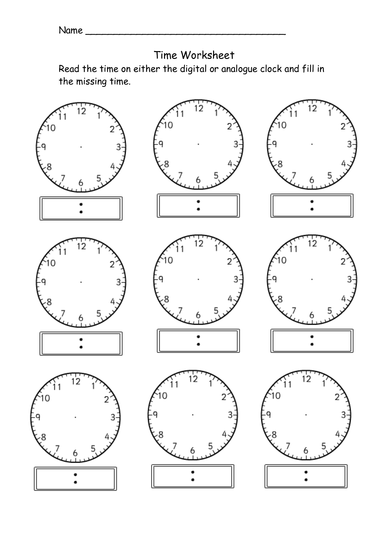 Telling Time Worksheets Digital Clocks