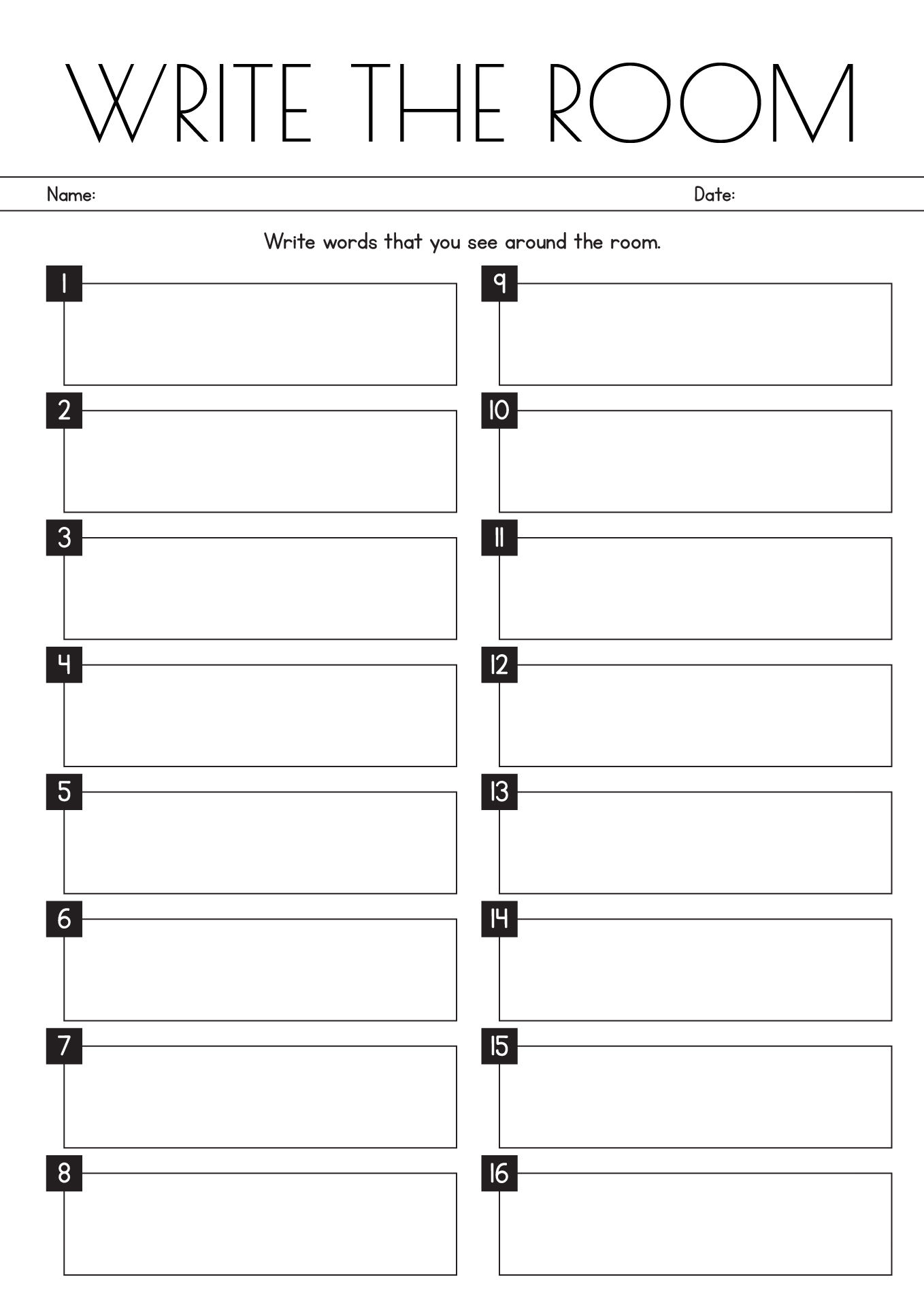 Write the Room Printables