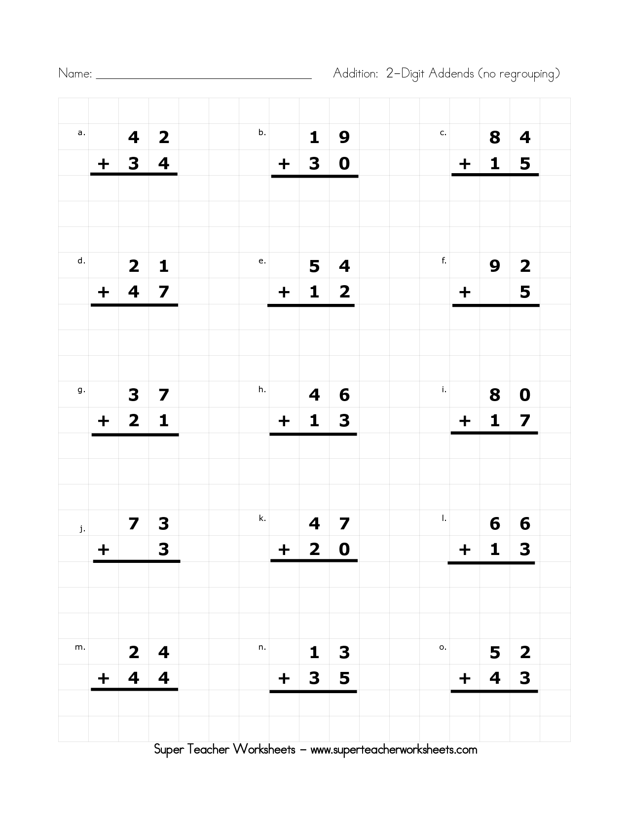 2-Digit Addition No Regrouping