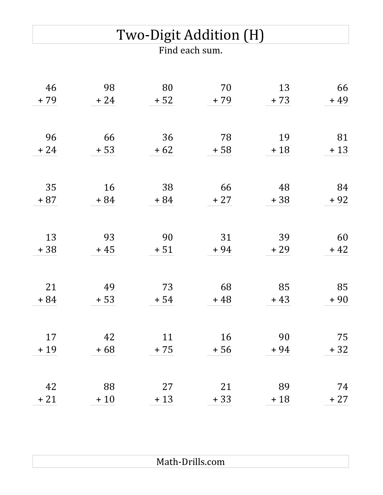 2-Digit Addition with Regrouping