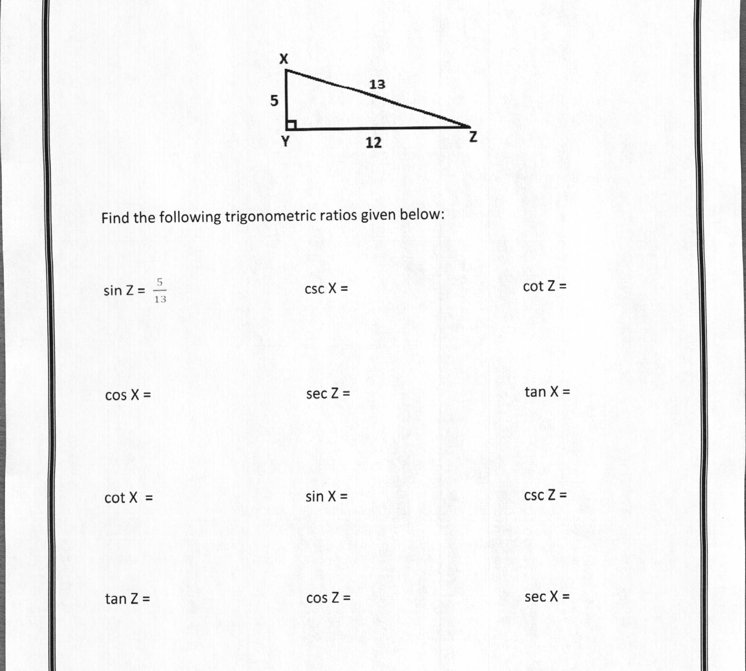 6 Trigonometric Trig Functions