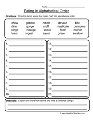 Alphabetical Order Worksheets Second Grade