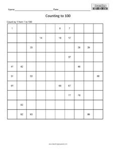 Math Worksheets Counting to 100