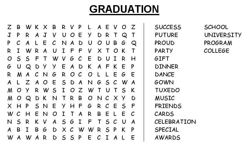 Middle School Word Search Puzzles Printable