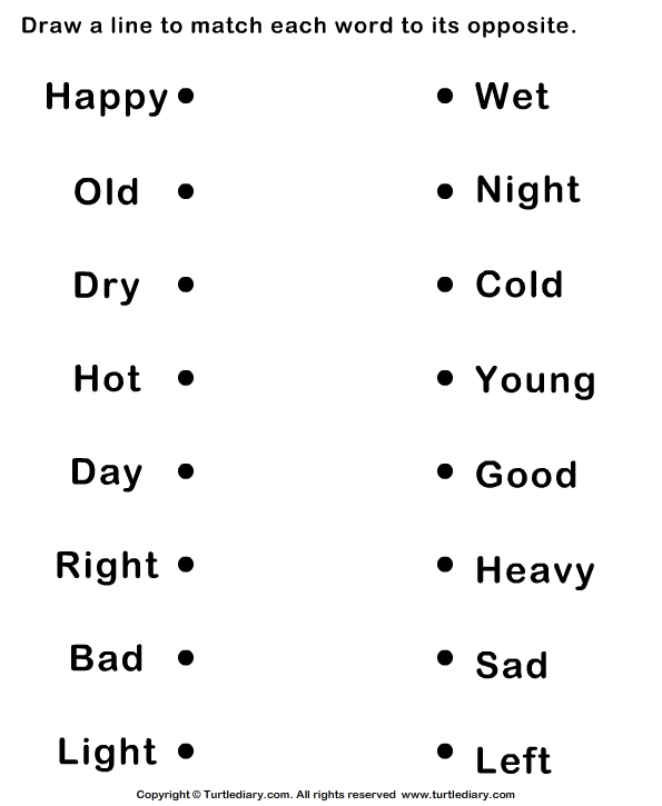 Opposite Adjectives Worksheet