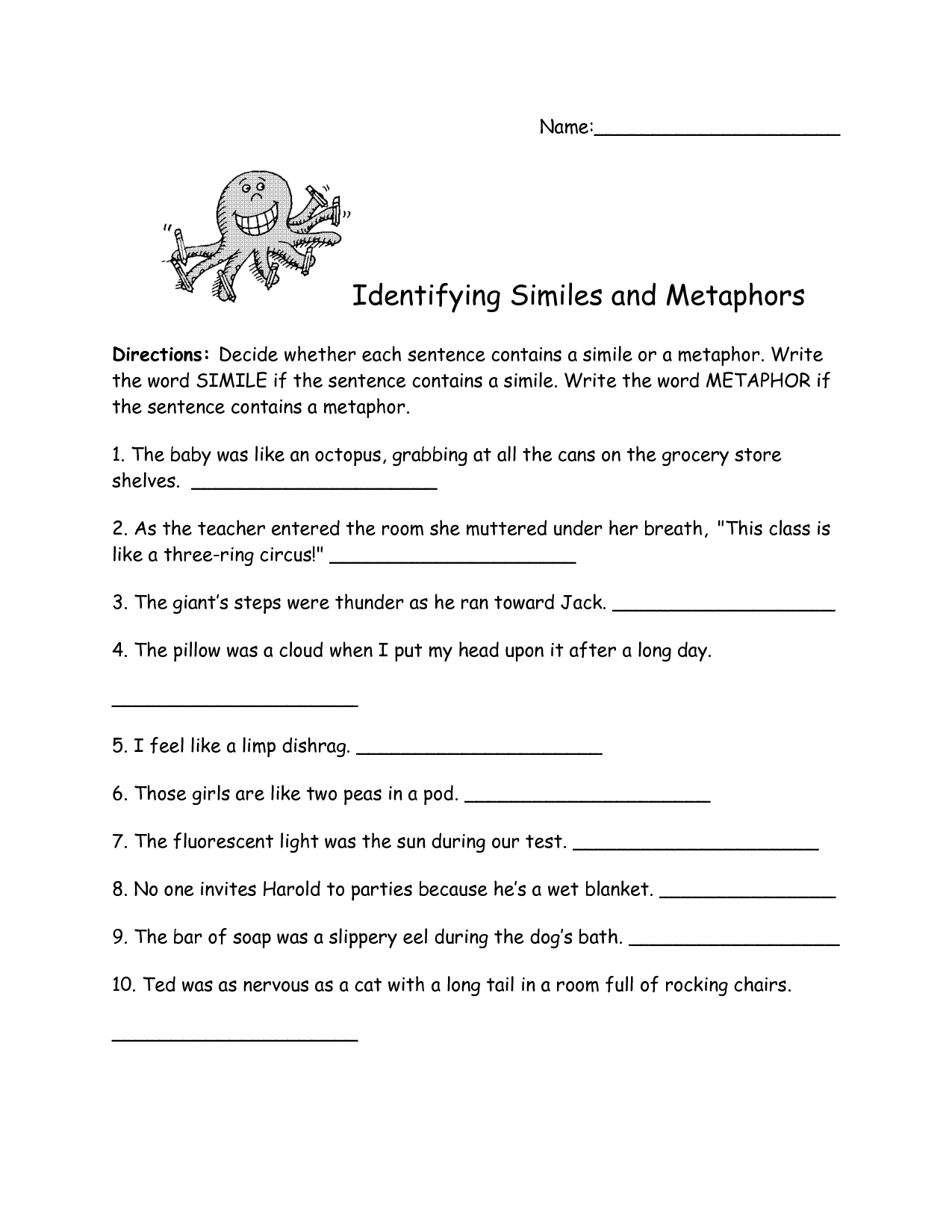19 Best Images Of Simile Worksheets For Middle School Worksheeto