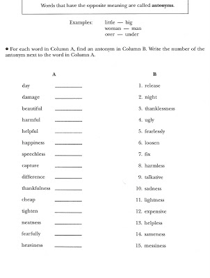 Synonym and Antonym Worksheets 10