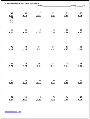 2-Digit Multiplication Worksheets